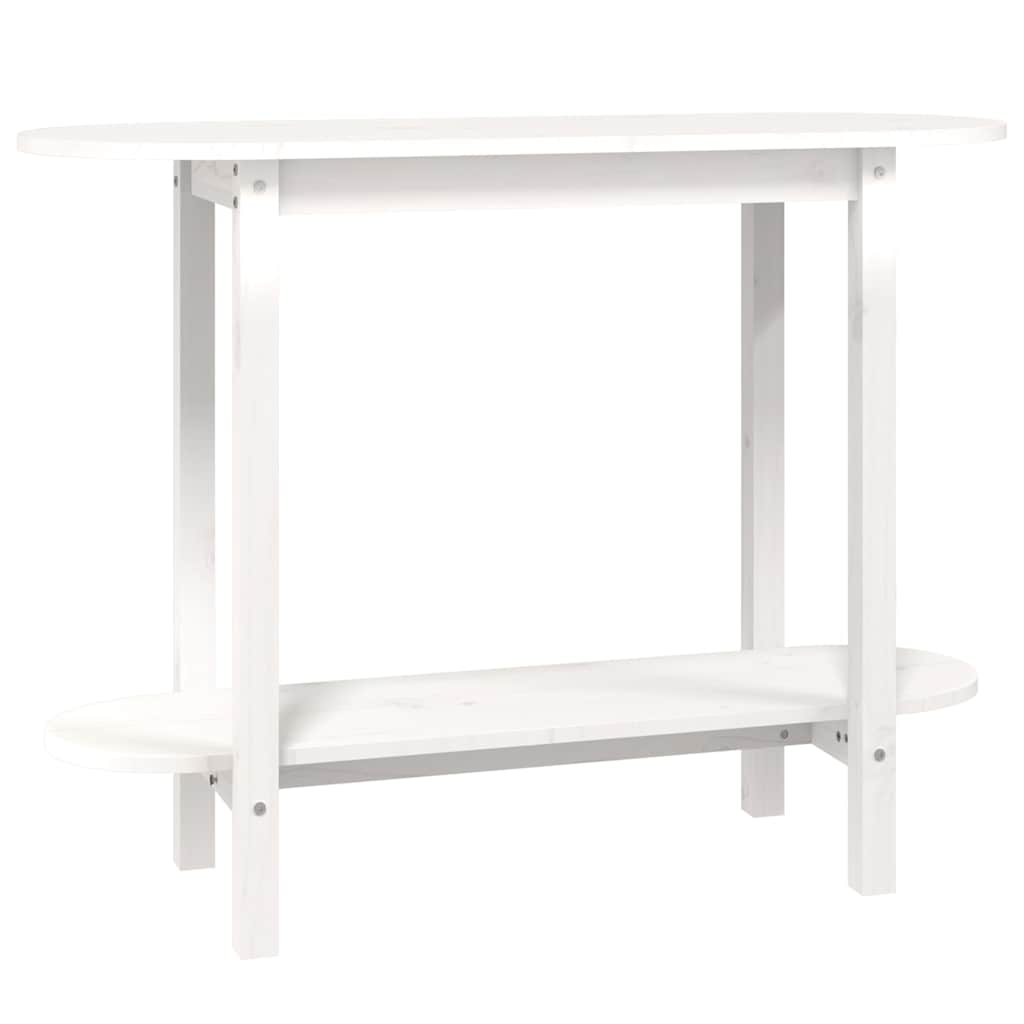 Tavolo Consolle Bianco 110x40x80 cm in Legno Massello di Pino
