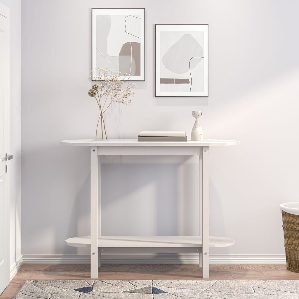 Tavolo Consolle Bianco 110x40x80 cm in Legno Massello di Pino | homemem39