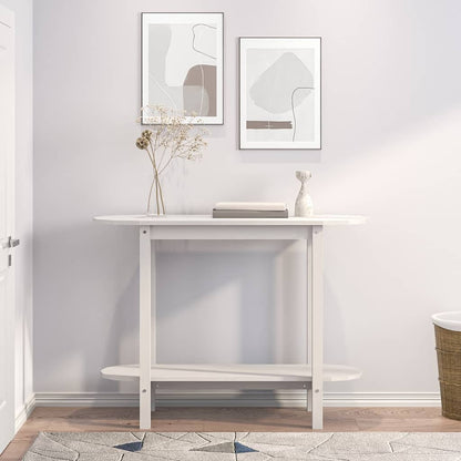 Tavolo Consolle Bianco 110x40x80 cm in Legno Massello di Pino
