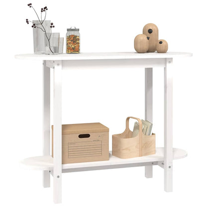 Tavolo Consolle Bianco 110x40x80 cm in Legno Massello di Pino