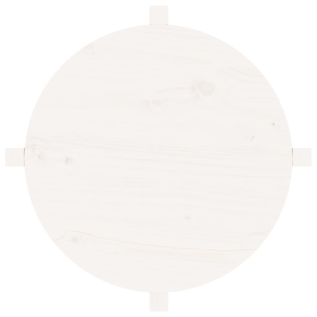 Tavolino da Salotto Bianco Ø 62,5x45 cm Legno Massello di Pino