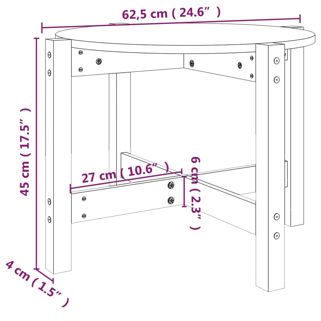 Tavolino da Salotto Ambra Ø 62,5x45cm in Legno Massello di Pino | homemem39