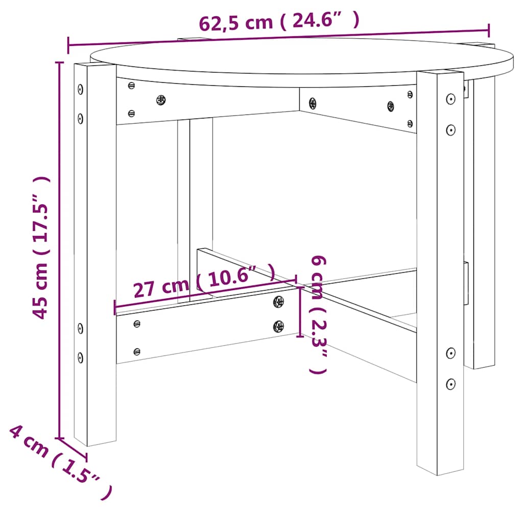 Tavolino da Salotto Nero Ø 62,5x45 cm in Legno Massello di Pino | homemem39