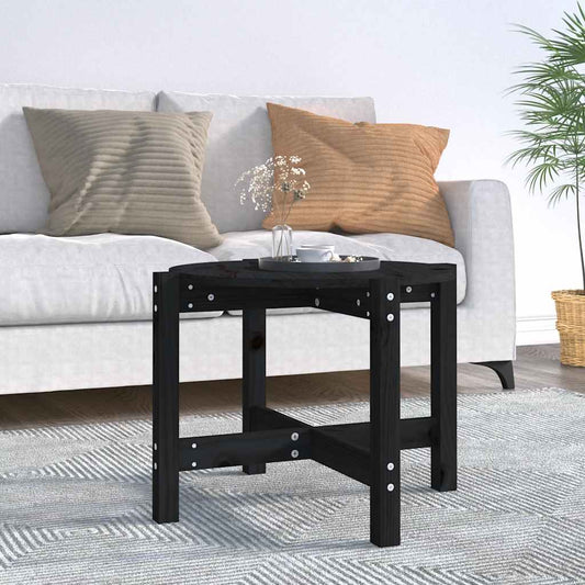 Tavolino da Salotto Nero Ø 62,5x45 cm in Legno Massello di Pino | homemem39