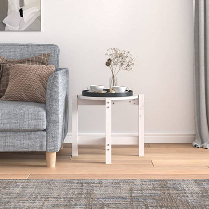 Tavolino da Salotto Bianco Ø 52,5x45 cm Legno Massello di Pino | homemem39