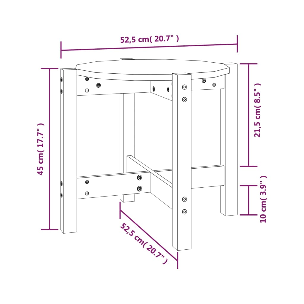 Tavolino da Salotto Bianco Ø 52,5x45 cm Legno Massello di Pino | homemem39