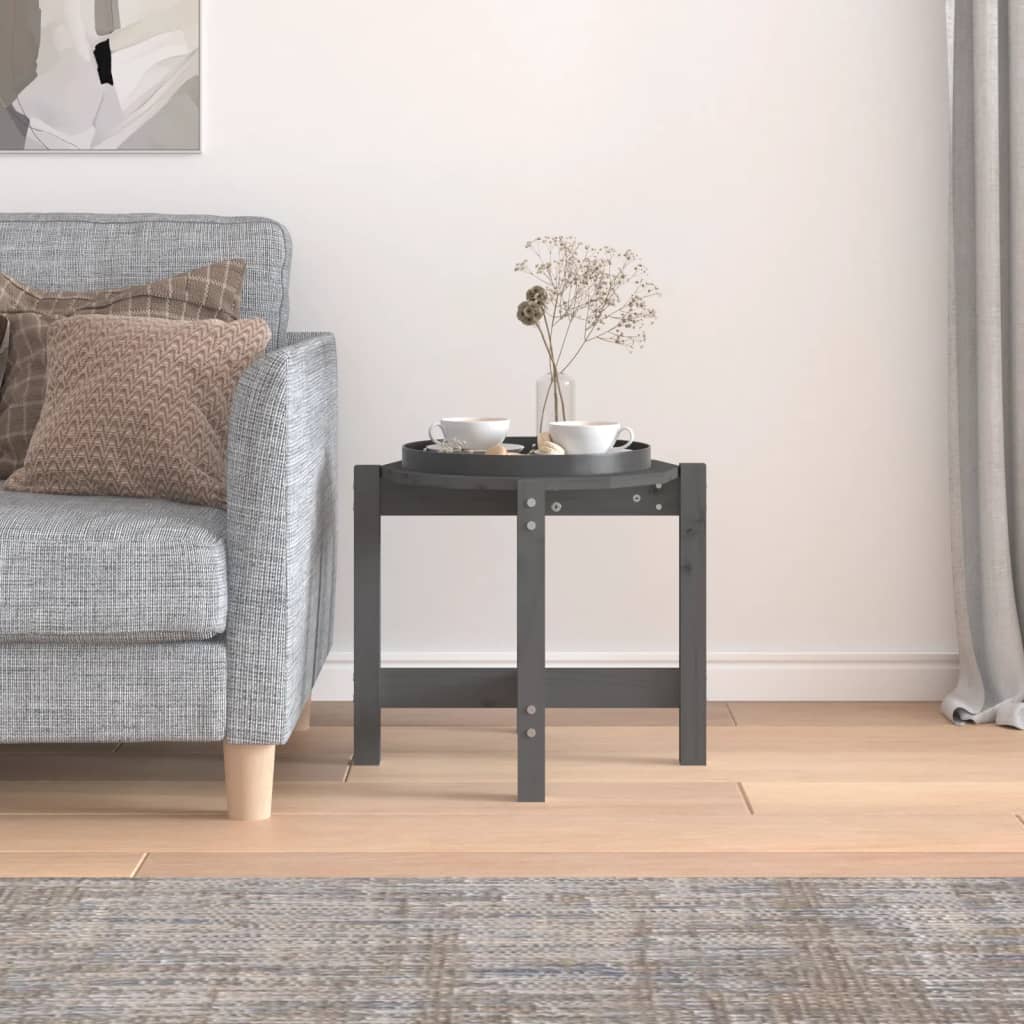 Tavolino da Salotto Grigio Ø 52,5x45 cm Legno Massello di Pino | homemem39
