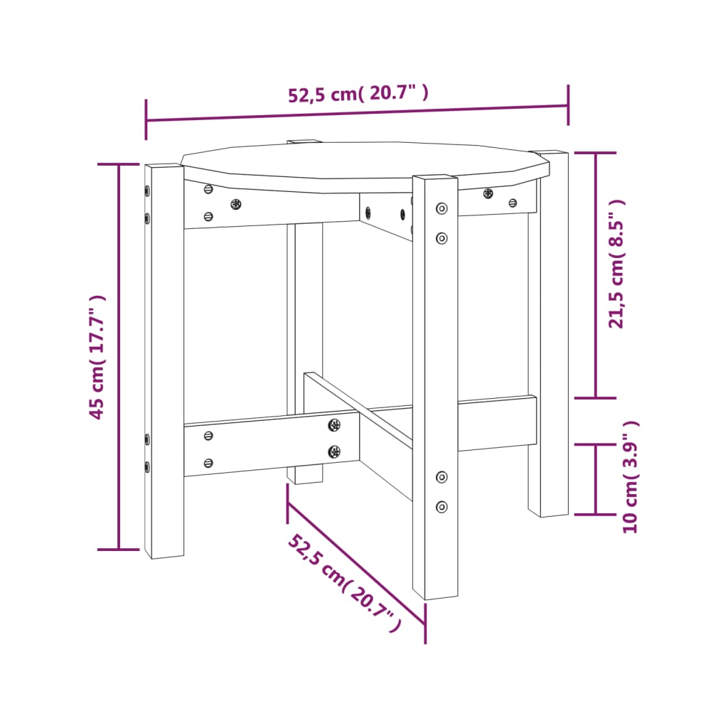 Tavolino da Salotto Ambra Ø 52,5x45cm in Legno Massello di Pino | homemem39