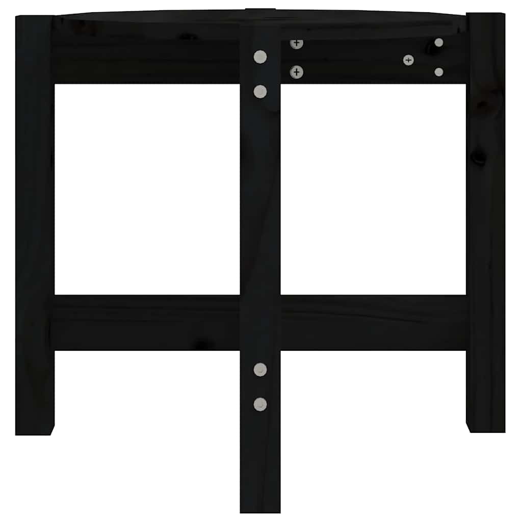 Tavolino da Salotto Nero Ø 52,5x45 cm in Legno Massello di Pino | homemem39