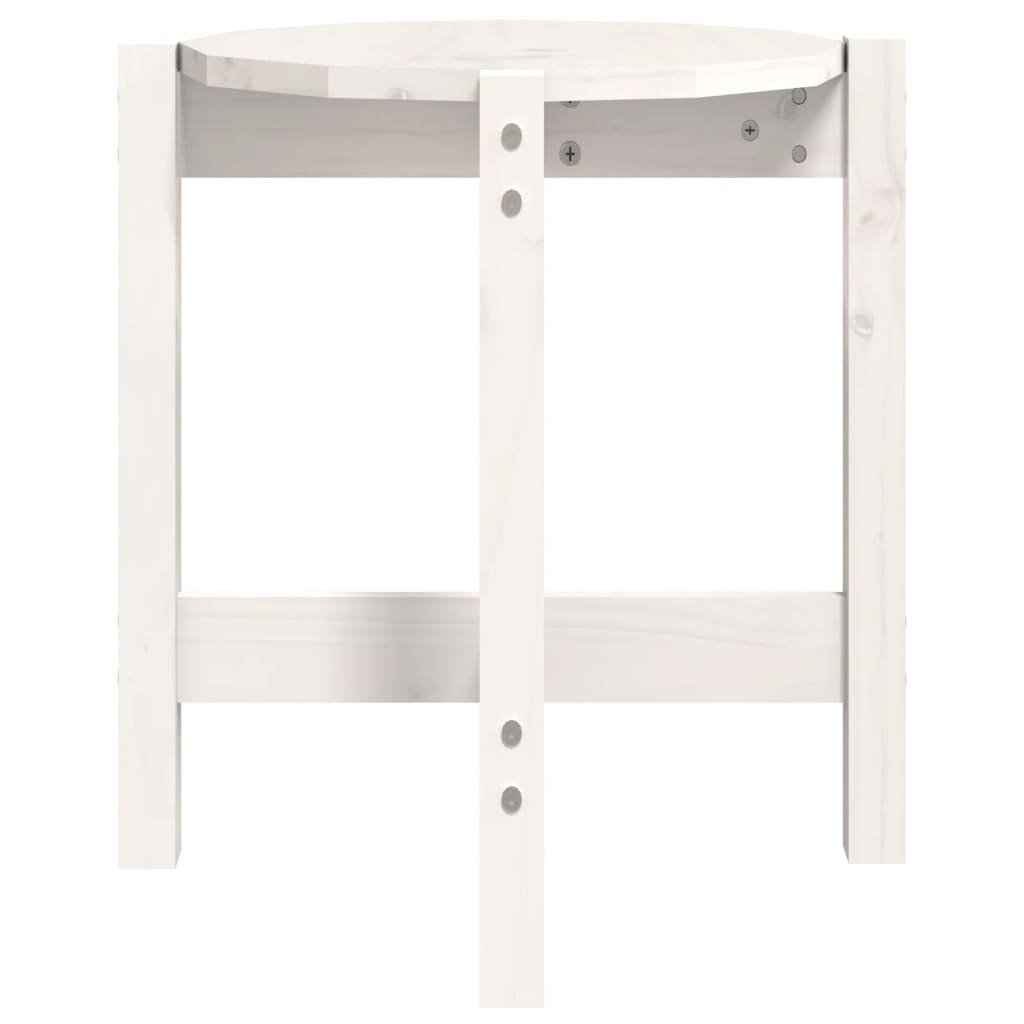 Tavolino da Salotto Bianco Ø 42,5x45 cm Legno Massello di Pino | homemem39