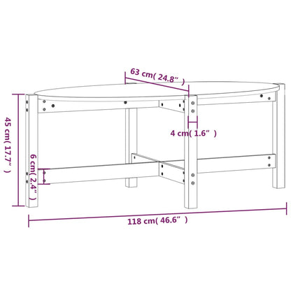 Tavolino da Salotto Grigio 118x63x45 cm Legno Massello di Pino | homemem39