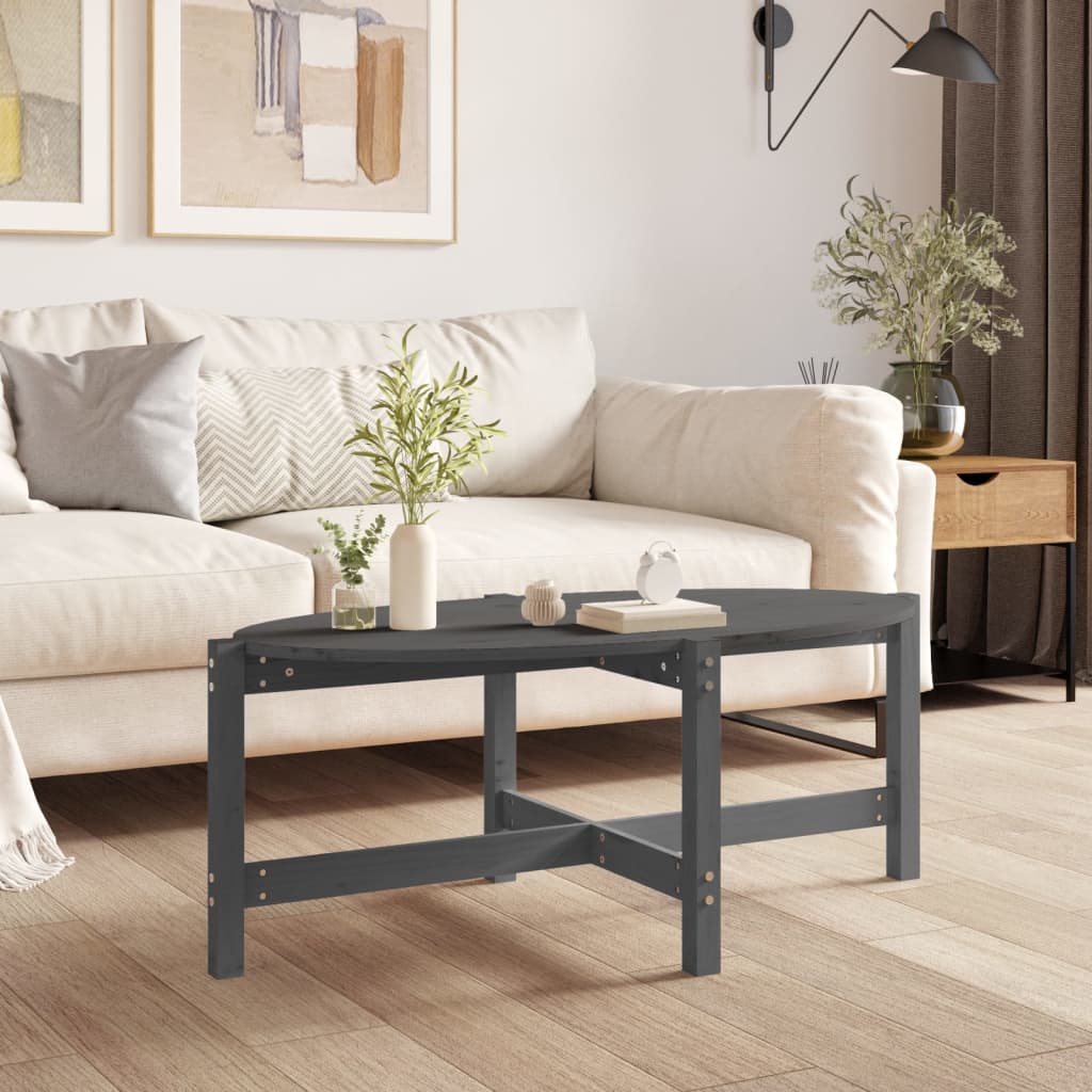 Tavolino da Salotto Grigio 118x63x45 cm Legno Massello di Pino | homemem39