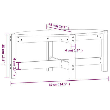 Tavolino da Salotto 87x48x35 cm in Legno Massello di Pino