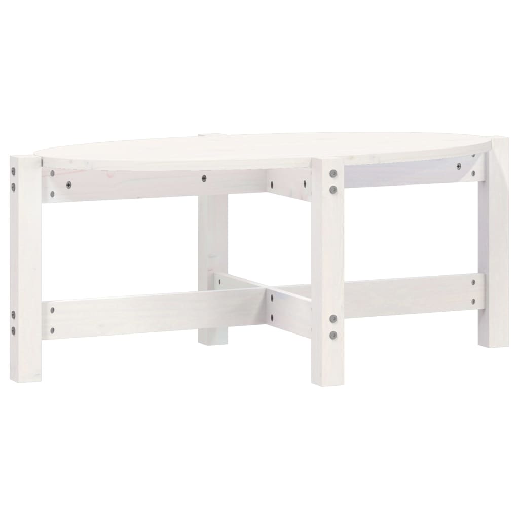 Tavolino da Salotto Bianco 87x48x35cm in Legno Massello di Pino | homemem39