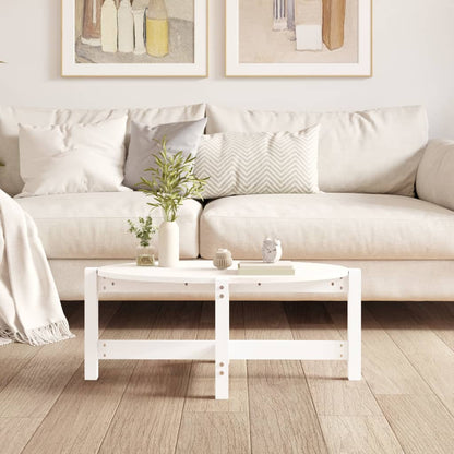 Tavolino da Salotto Bianco 87x48x35cm in Legno Massello di Pino | homemem39