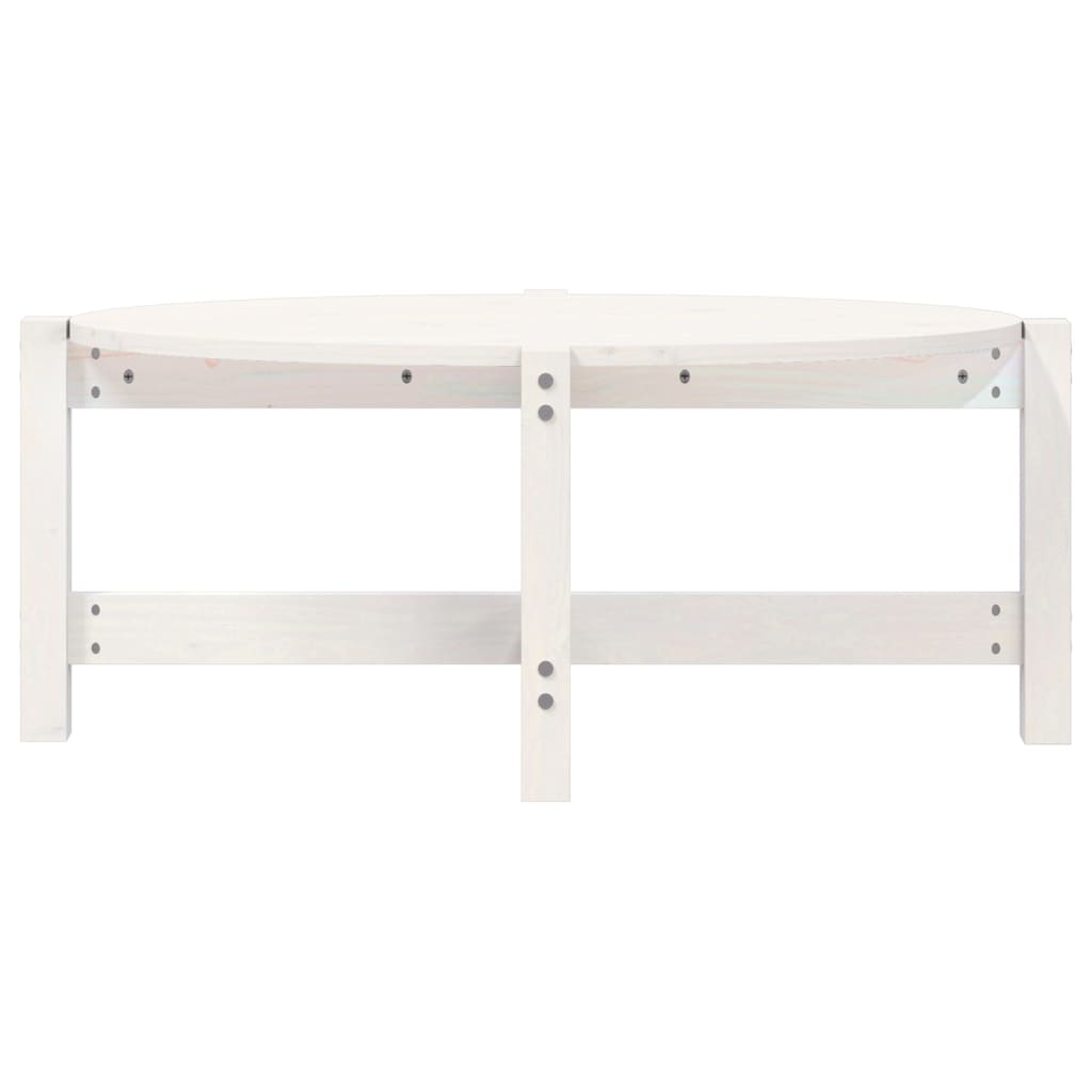 Tavolino da Salotto Bianco 87x48x35cm in Legno Massello di Pino | homemem39