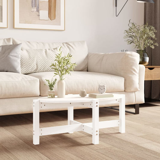 Tavolino da Salotto Bianco 87x48x35cm in Legno Massello di Pino | homemem39