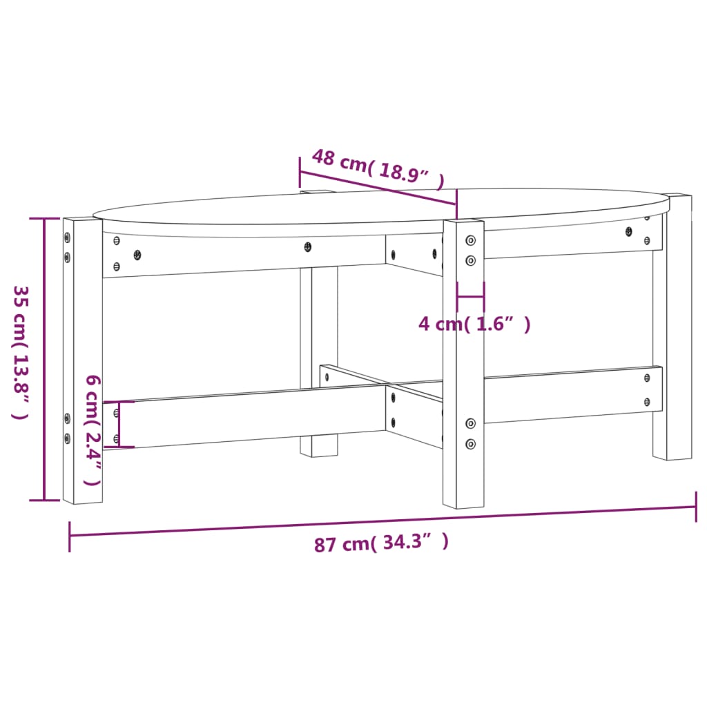 Tavolino da Salotto Grigio 87x48x35cm in Legno Massello di Pino | homemem39