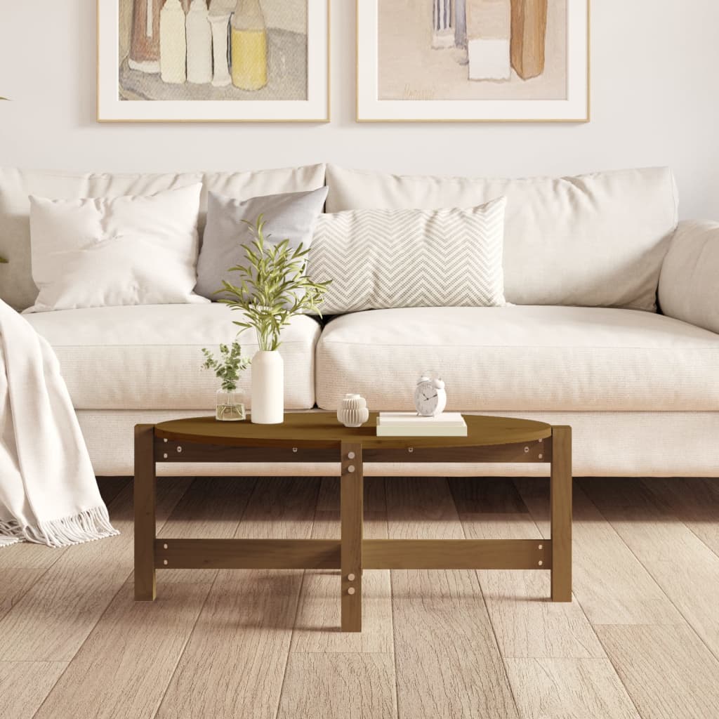 Tavolino da Salotto Ambra 87x48x35 cm in Legno Massello di Pino | homemem39