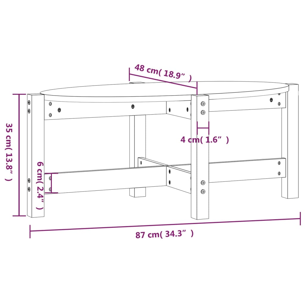 Tavolino da Salotto Ambra 87x48x35 cm in Legno Massello di Pino | homemem39