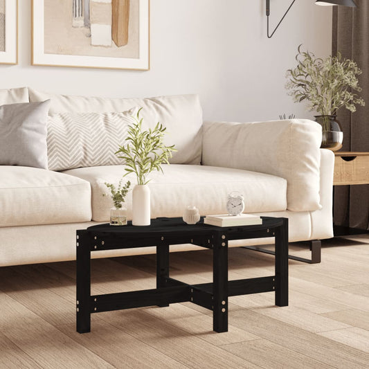 Tavolino da Salotto Nero 87x48x35 cm in Legno Massello di Pino | homemem39