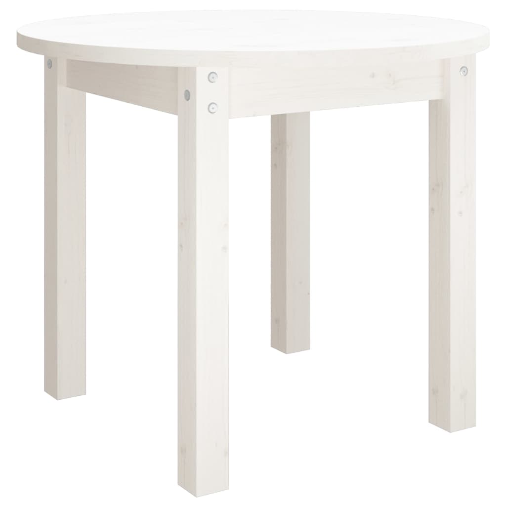 Tavolino da Salotto Bianco Ø 55x45 cm in Legno Massello di Pino | homemem39