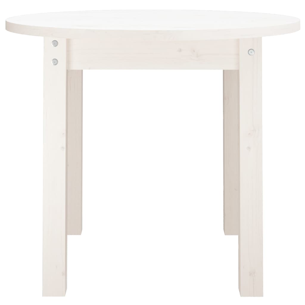 Tavolino da Salotto Bianco Ø 55x45 cm in Legno Massello di Pino | homemem39