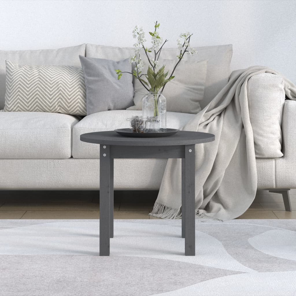 Tavolino da Salotto Grigio Ø 55x45 cm in Legno Massello di Pino | homemem39