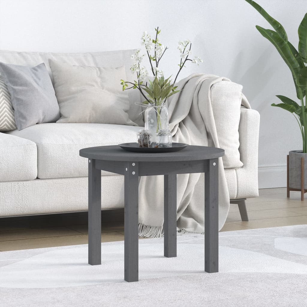 Tavolino da Salotto Grigio Ø 55x45 cm in Legno Massello di Pino | homemem39