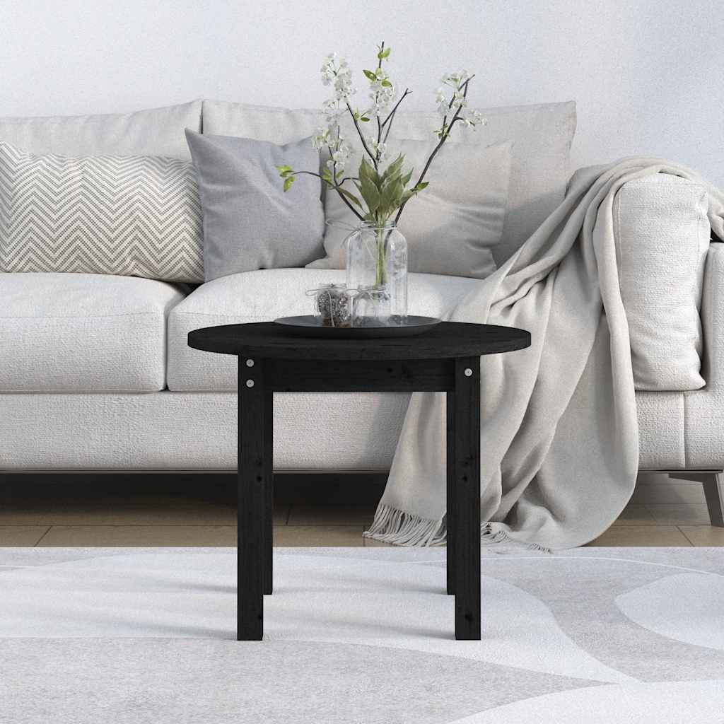 Tavolino da Salotto Nero Ø 55x45 cm in Legno Massello di Pino | homemem39