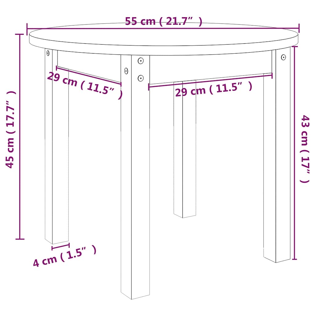 Tavolino da Salotto Nero Ø 55x45 cm in Legno Massello di Pino | homemem39