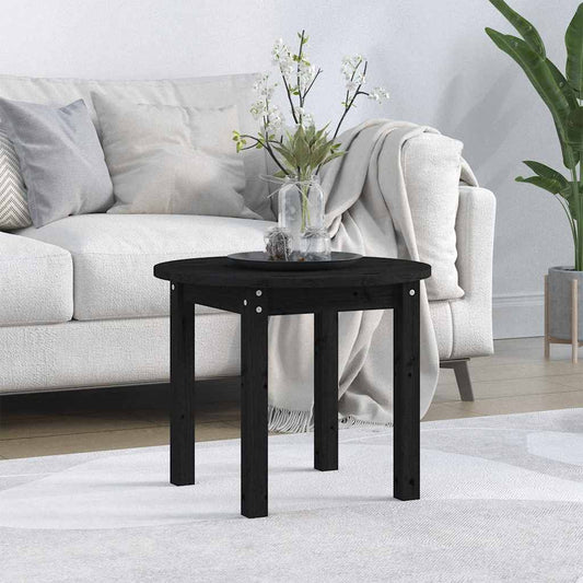 Tavolino da Salotto Nero Ø 55x45 cm in Legno Massello di Pino | homemem39