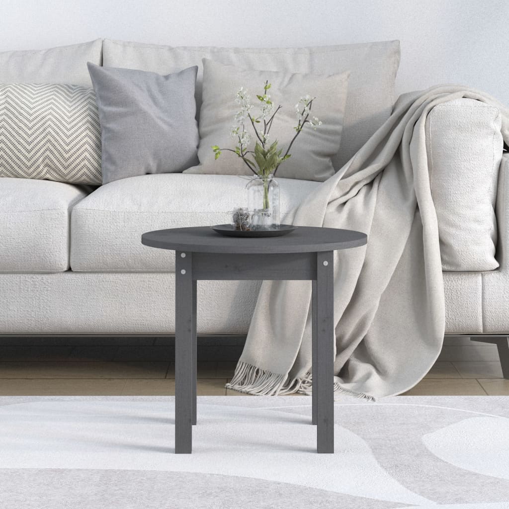 Tavolino da Salotto Grigio Ø 45x40 cm in Legno Massello di Pino | homemem39