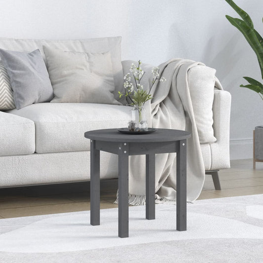 Tavolino da Salotto Grigio Ø 45x40 cm in Legno Massello di Pino | homemem39