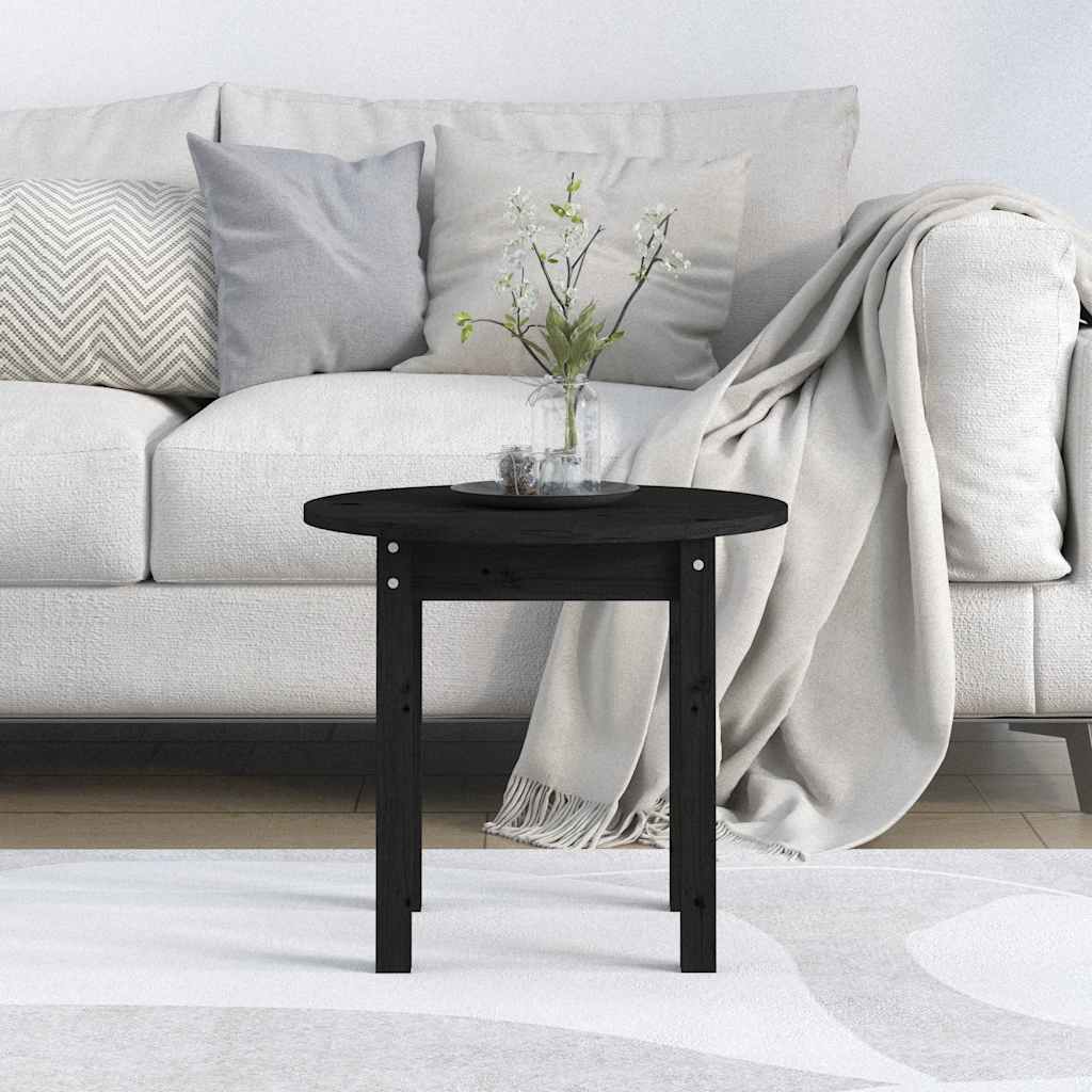Tavolino da Salotto Nero Ø 45x40 cm in Legno Massello di Pino | homemem39