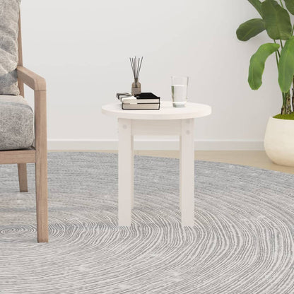 Tavolino da Salotto Bianco Ø 35x35 cm in Legno Massello di Pino | homemem39