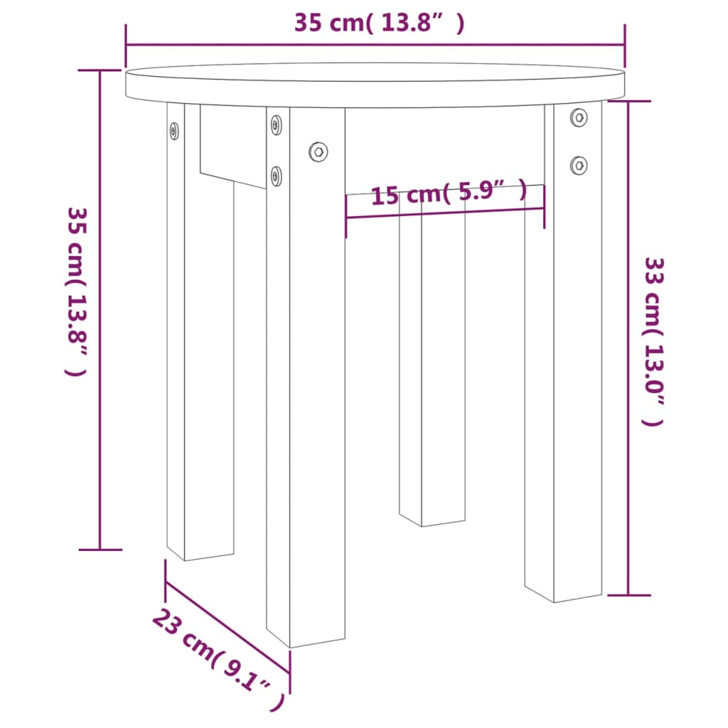 Tavolino da Salotto Bianco Ø 35x35 cm in Legno Massello di Pino | homemem39