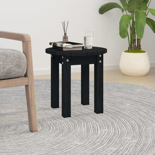 Tavolino da Salotto Nero Ø 35x35 cm in Legno Massello di Pino | homemem39
