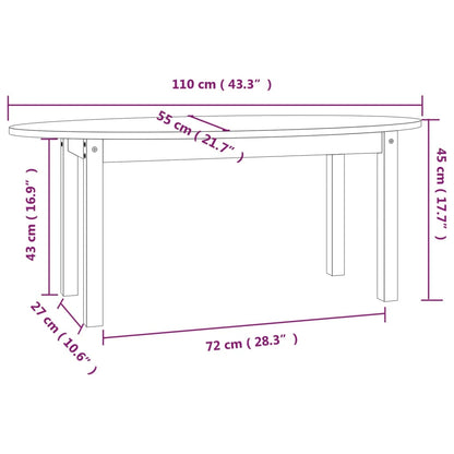 Tavolino da Salotto Grigio 110x55x45 cm Legno Massello di Pino