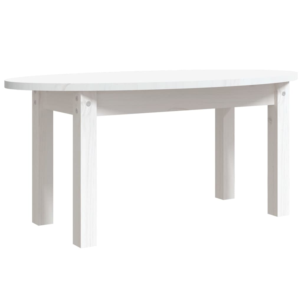 Tavolino da Salotto Bianco 80x40x35 cm Legno Massello di Pino | homemem39