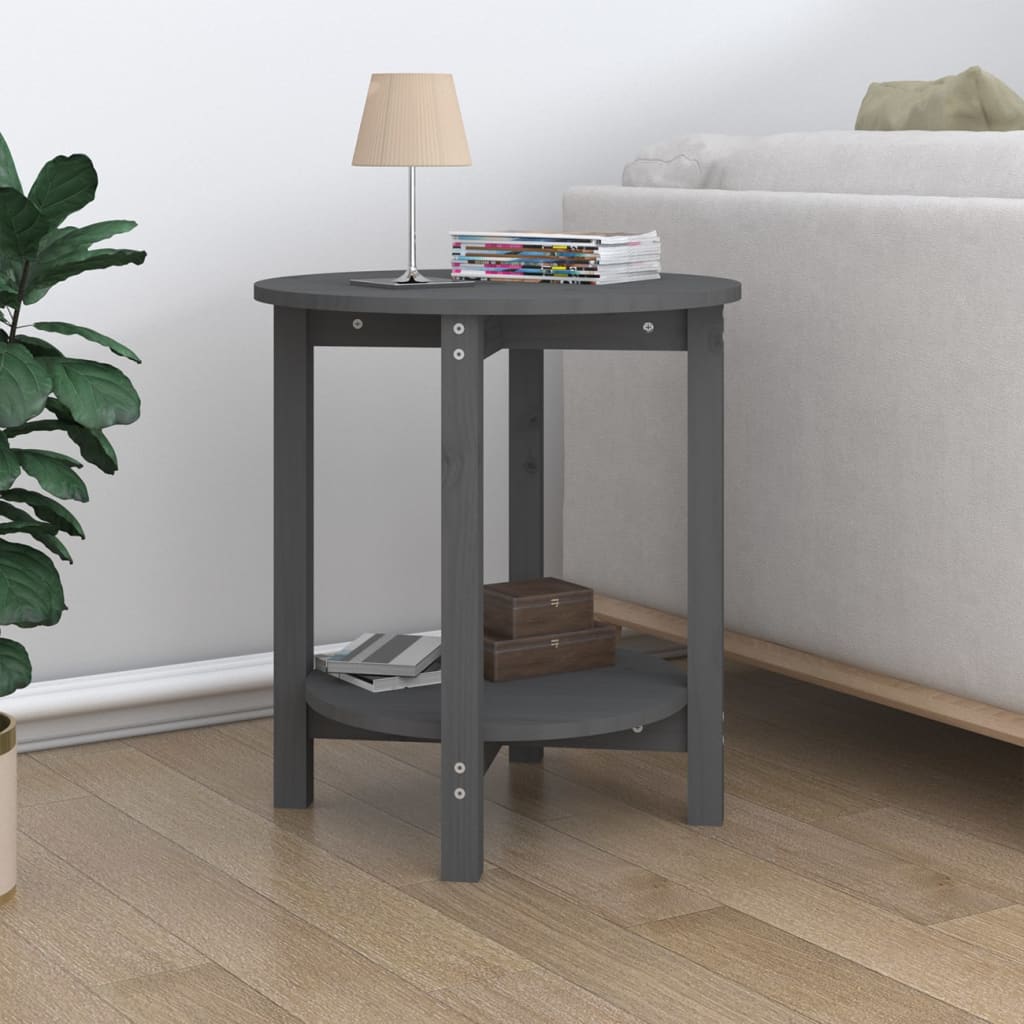 Tavolino da Salotto Grigio Ø 55x60 cm in Legno Massello di Pino | homemem39