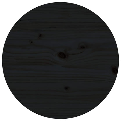 Tavolino da Salotto Nero Ø 55x60 cm in Legno Massello di Pino