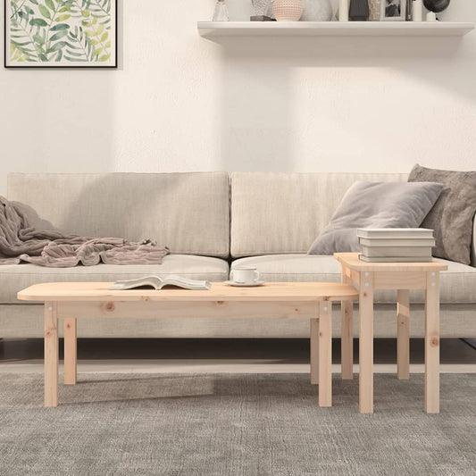 Set Tavolini da Salotto 2 pz in Legno Massello di Pino | homemem39