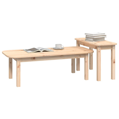 Set Tavolini da Salotto 2 pz in Legno Massello di Pino | homemem39