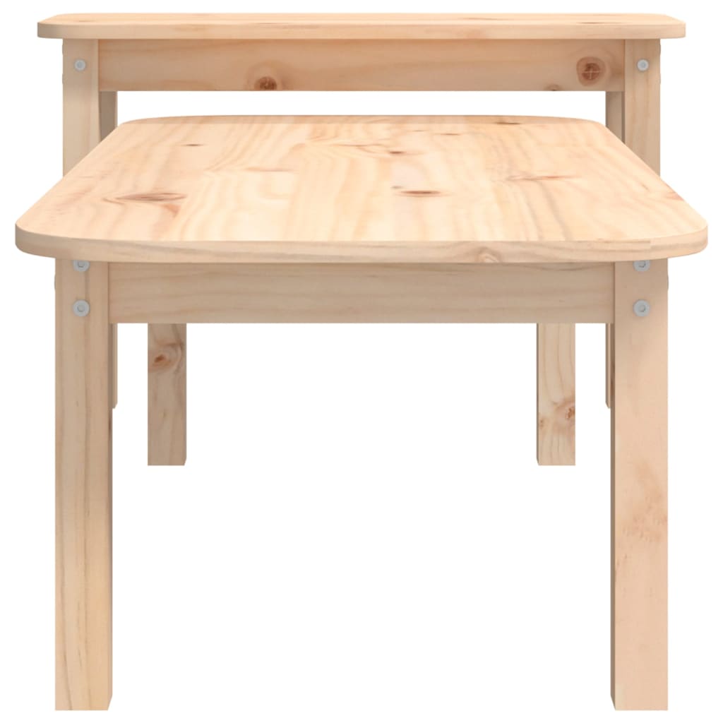 Set Tavolini da Salotto 2 pz in Legno Massello di Pino | homemem39