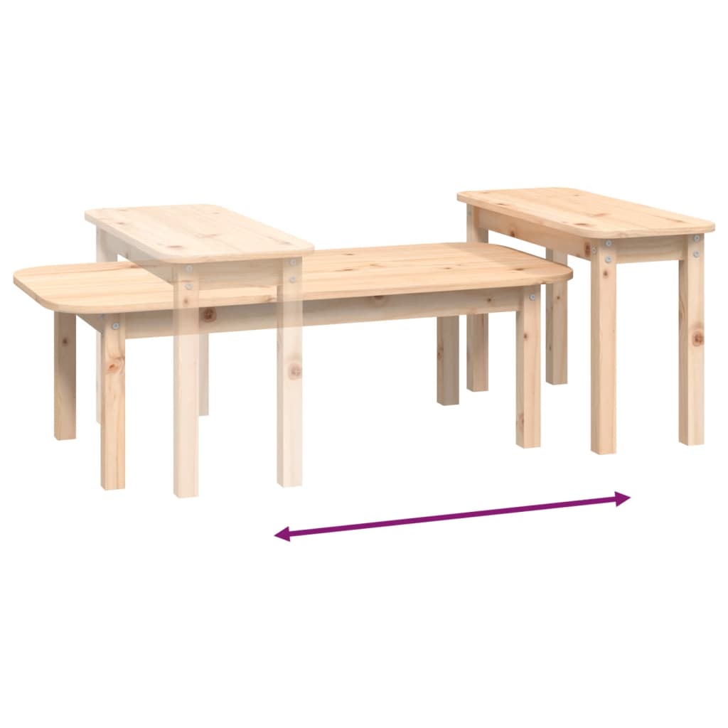 Set Tavolini da Salotto 2 pz in Legno Massello di Pino | homemem39