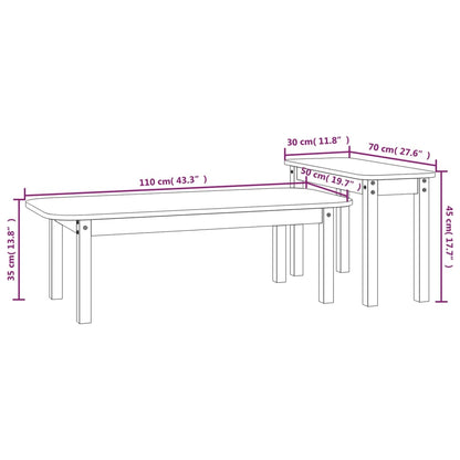 Set Tavolini da Salotto 2 pz in Legno Massello di Pino | homemem39