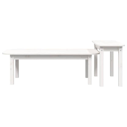 Set Tavolini da Salotto 2 pz Bianco in Legno Massello di Pino