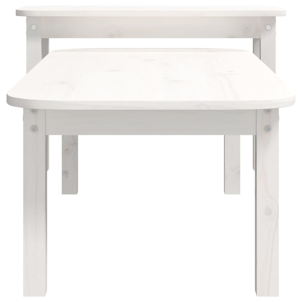 Set Tavolini da Salotto 2 pz Bianco in Legno Massello di Pino | homemem39