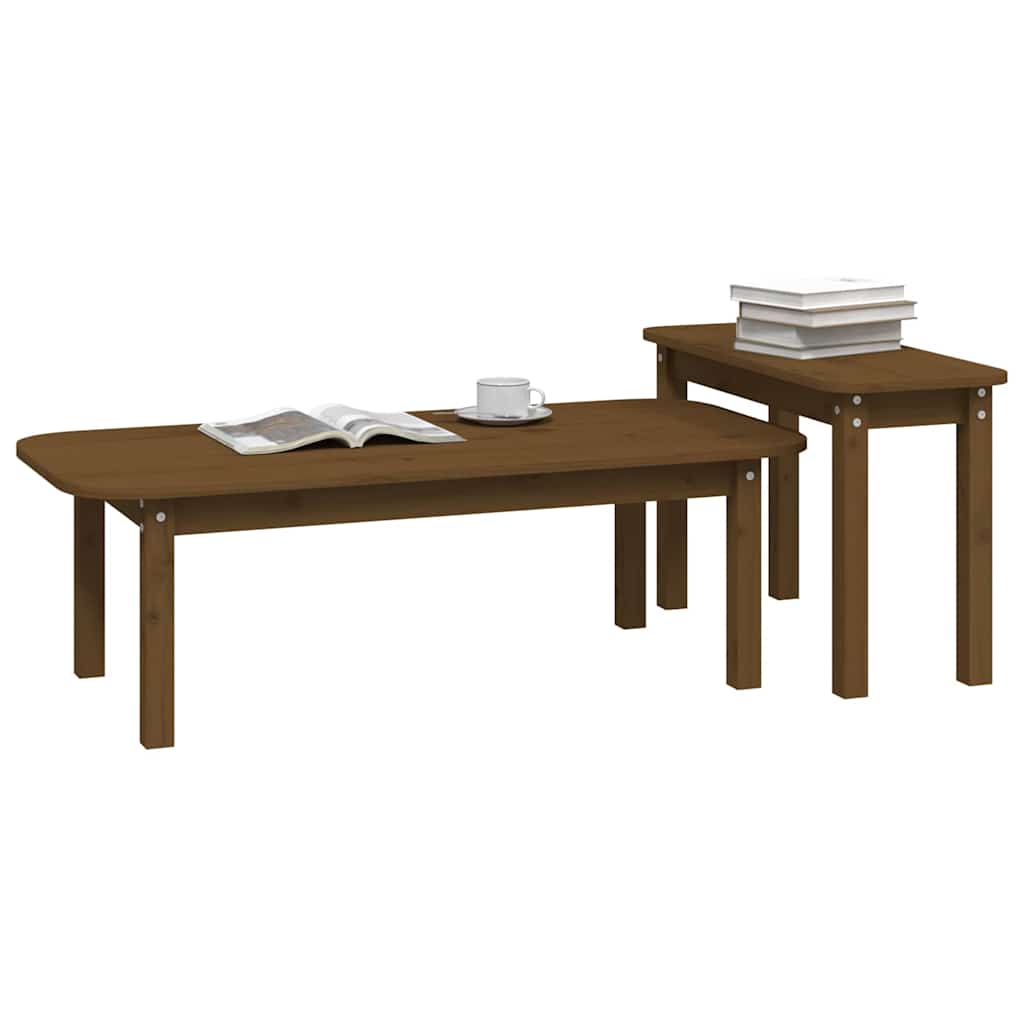 Set Tavolini da Salotto 2 pz Ambra in Legno Massello di Pino